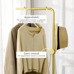 HOMCOM Appendiabiti Con 2 Ganci Per Ingresso, Camera Da Letto E Soggiorno In Metallo E Marmo, 35x25x170 Cm, Oro E Nero -Vendite HOMCOM || VIDAXL || Songmics 87900883 5