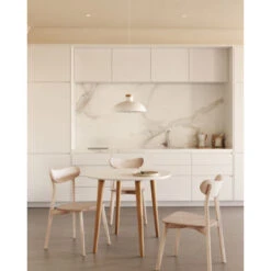 Kave Home - Tavolo Rotondo Allungabile Oqui MDF Laccato Bianco E Gambe In Faggio Massiccio 90 (170) X -Vendite HOMCOM || VIDAXL || Songmics 87910917 4