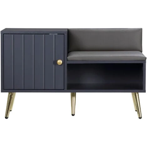 HOMCOM Mobile Scarpiera Da Ingresso Con Seduta Imbottita E Armadietto Per 4 Paia Di Scarpe, 80x33x49cm, Grigio 3 HOMCOM Mobile Scarpiera Da Ingresso Con Seduta Imbottita E Armadietto Per 4 Paia Di Scarpe, 80x33x49cm, Grigio
