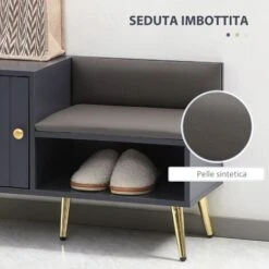 HOMCOM Mobile Scarpiera Da Ingresso Con Seduta Imbottita E Armadietto Per 4 Paia Di Scarpe, 80x33x49cm, Grigio 11 HOMCOM Mobile Scarpiera Da Ingresso Con Seduta Imbottita E Armadietto Per 4 Paia Di Scarpe, 80x33x49cm, Grigio -Vendite HOMCOM || VIDAXL || Songmics 87945767 5