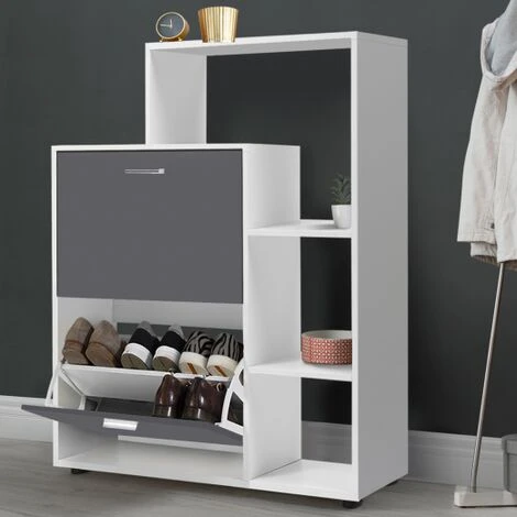 Scarpiera Bianca Con 2 Ante Grigie E Ripiano 3 Scarpiera Bianca Con 2 Ante Grigie E Ripiano