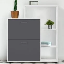 Scarpiera Bianca Con 2 Ante Grigie E Ripiano 11 Scarpiera Bianca Con 2 Ante Grigie E Ripiano -Vendite HOMCOM || VIDAXL || Songmics 88042077 5