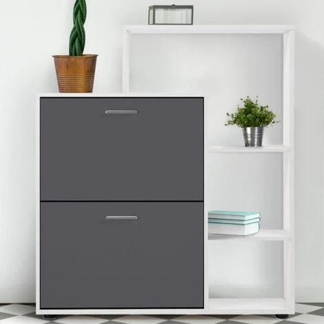 Scarpiera Bianca Con 2 Ante Grigie E Ripiano 7 Scarpiera Bianca Con 2 Ante Grigie E Ripiano - immagine 5