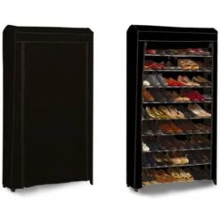 Scarpiera In Tessuto 50 Paia Con Copertura Protettiva Nero -Vendite HOMCOM || VIDAXL || Songmics 88042120 3