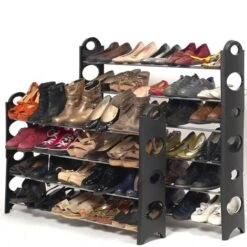 Scarpiera In Tessuto 50 Paia Con Copertura Protettiva Nero -Vendite HOMCOM || VIDAXL || Songmics 88042120 4