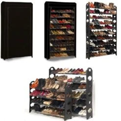 Scarpiera In Tessuto 50 Paia Con Copertura Protettiva Nero -Vendite HOMCOM || VIDAXL || Songmics 88042120 5