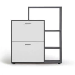 Scarpiera Grigia Con 2 Ante Bianche E Ripiano -Vendite HOMCOM || VIDAXL || Songmics 88042122 3