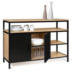 Credenza A 2 Ante, Nera, Design Industriale BOSTON 10 Credenza A 2 Ante, Nera, Design Industriale BOSTON -Vendite HOMCOM || VIDAXL || Songmics 88042130 4