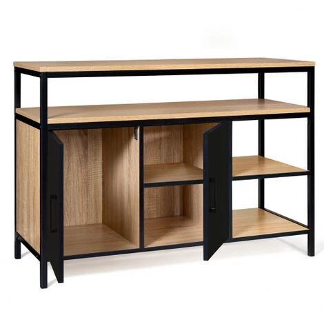Credenza A 2 Ante, Nera, Design Industriale BOSTON 7 Credenza A 2 Ante, Nera, Design Industriale BOSTON - immagine 5