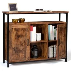 Credenza A 2 Ante Con Ripiani Effetto Invecchiato, Design Industriale DAYTON -Vendite HOMCOM || VIDAXL || Songmics 88042171 2