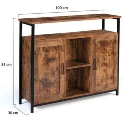 Credenza A 2 Ante Con Ripiani Effetto Invecchiato, Design Industriale DAYTON -Vendite HOMCOM || VIDAXL || Songmics 88042171 5