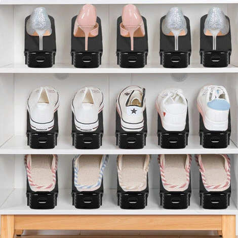 Set Di 30 Regolabile Scarpiera Salvaspazio Portascarpe Organizer Scarpe Portascarpe Regolaili In Plastica, Nero HENGMEI 7 Set Di 30 Regolabile Scarpiera Salvaspazio Portascarpe Organizer Scarpe Portascarpe Regolaili In Plastica, Nero HENGMEI - immagine 5