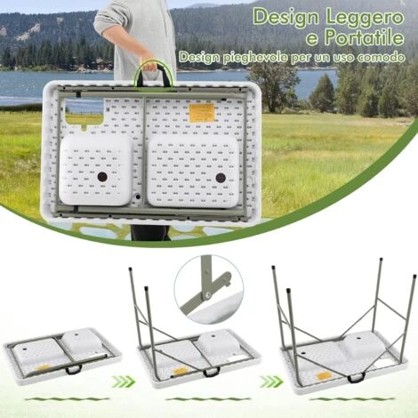 COSTWAY Tavolo Da Campeggio Portatile, Tavolo Pieghevole Con 2 Lavandini, Rubinetto Girevole A 360°, Tavolo Da Esterno Per Picnic, Barbecue E Pesca, 101,5 X 65,5 X 107,5 Cm, Portata 150 Kg 5 COSTWAY Tavolo Da Campeggio Portatile, Tavolo Pieghevole Con 2 Lavandini, Rubinetto Girevole A 360°, Tavolo Da Esterno Per Picnic, Barbecue E Pesca, 101,5 X 65,5 X 107,5 Cm, Portata 150 Kg - immagine 3