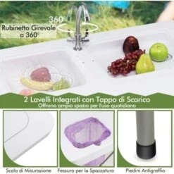 COSTWAY Tavolo Da Campeggio Portatile, Tavolo Pieghevole Con 2 Lavandini, Rubinetto Girevole A 360°, Tavolo Da Esterno Per Picnic, Barbecue E Pesca, 101,5 X 65,5 X 107,5 Cm, Portata 150 Kg 10 COSTWAY Tavolo Da Campeggio Portatile, Tavolo Pieghevole Con 2 Lavandini, Rubinetto Girevole A 360°, Tavolo Da Esterno Per Picnic, Barbecue E Pesca, 101,5 X 65,5 X 107,5 Cm, Portata 150 Kg -Vendite HOMCOM || VIDAXL || Songmics 88525026 4