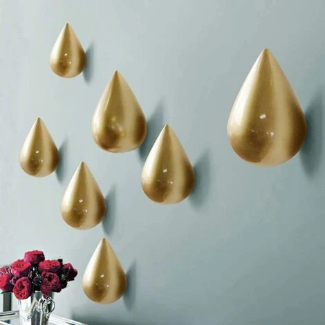 Set Di 7 Appendiabiti Creativo Goccia D'Acqua Gancio Decorazione Da Parete Decorazione Moderna, Oro, 4.87.5cm 3 Set Di 7 Appendiabiti Creativo Goccia D'Acqua Gancio Decorazione Da Parete Decorazione Moderna, Oro, 4.87.5cm