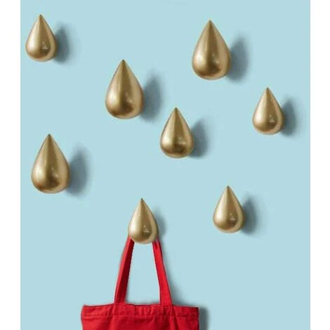 Set Di 7 Appendiabiti Creativo Goccia D'Acqua Gancio Decorazione Da Parete Decorazione Moderna, Oro, 4.87.5cm 6 Set Di 7 Appendiabiti Creativo Goccia D'Acqua Gancio Decorazione Da Parete Decorazione Moderna, Oro, 4.87.5cm - immagine 4