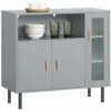 Mobile Da Cucina Mobile Per Microonde Credenza Con Ante Cassettiera Mobile Da Ingresso Mobiletto Buffet Grigio Chiaro 80x35x75cm FSB82-HG SoBuy -Vendite HOMCOM || VIDAXL || Songmics 89109067 1