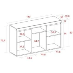 Skraut Home - Credenza Soggiorno Sala Da Pranzo Ufficio Colore ''Rovere/Nero'' 3 Ante 1 Vuoto 81x140x40 Cm, Nordico -Vendite HOMCOM || VIDAXL || Songmics 89371594 4