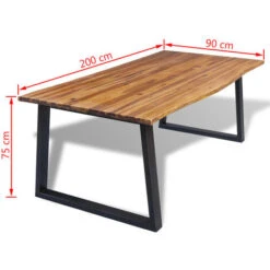 Tavolo Per Sala Da Pranzo In Legno Massello Di Acacia 200x90 Cm VidaXL -Vendite HOMCOM || VIDAXL || Songmics 8998577 3