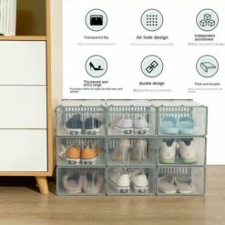 Confezione Da 6 Scatole Per Scarpe Impilabili In Plastica ABS Trasparente, Scarpe Per Scarpe, Organizer Per Scarpe, Armadio, Scarpiera, Cassetto, Scatola Per Scarpe A Conchiglia -Vendite HOMCOM || VIDAXL || Songmics 91208712 4