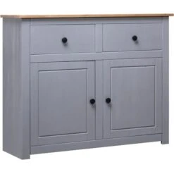 Credenza Buffet - Mobile Da Cucina Grigia 93x40x80 Cm In Legno Massello Di Pino Panama BV522377 - BonneVie