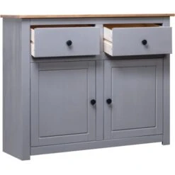 Credenza Buffet - Mobile Da Cucina Grigia 93x40x80 Cm In Legno Massello Di Pino Panama BV522377 - BonneVie -Vendite HOMCOM || VIDAXL || Songmics 91509823 3