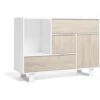 Skraut Home - Credenza WIND Per Sala Da Pranzo, Buffet 1 Porta, 3 Cassetti, Colore Struttura Bianco E Colore Porta E Cassetti Rovere. 120x40x86cm. -Vendite HOMCOM || VIDAXL || Songmics 91949462 1
