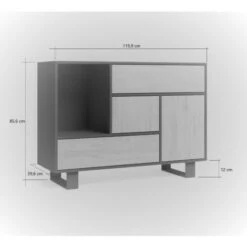 Skraut Home - Credenza WIND Per Sala Da Pranzo, Buffet 1 Porta, 3 Cassetti, Colore Struttura Bianco E Colore Porta E Cassetti Rovere. 120x40x86cm. -Vendite HOMCOM || VIDAXL || Songmics 91949462 4