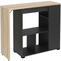 Mobile Da Bar Girevole Con Vani Naturale E Antracite - SATURNE -Vendite HOMCOM || VIDAXL || Songmics 92376645 5