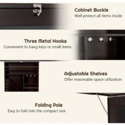 GIANTEX Tavolo Da Parete, Pieghevole E Salvaspazio, Con Ganci, Portariviste E Scomparti Da Portaoggetti, Lavagna Cancellabile, 60x16x75 Cm (Marrone) -Vendite HOMCOM || VIDAXL || Songmics 92440101 4