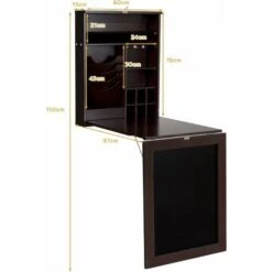 GIANTEX Tavolo Da Parete, Pieghevole E Salvaspazio, Con Ganci, Portariviste E Scomparti Da Portaoggetti, Lavagna Cancellabile, 60x16x75 Cm (Marrone) -Vendite HOMCOM || VIDAXL || Songmics 92440101 5