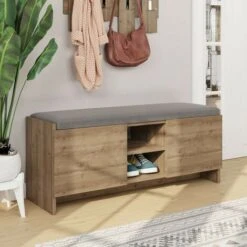 Panca Scarpiera Noce Zulla Con Cuscino E 2 Ante -Vendite HOMCOM || VIDAXL || Songmics 92746558 2