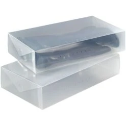 WENKO Scatola Riponimento Per Stivali Set 2 Pezzi - Set 2 Pezzi, Polipropilene, 30 X 11 X 52 Cm, Trasparente