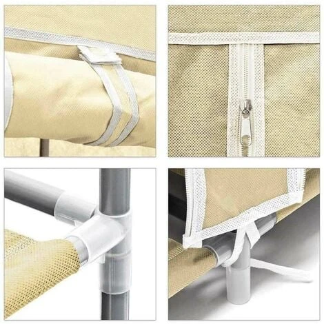 Scarpiera Salvaspazio 10 Ripiani 36 Paia Scaffale Acciaio E Tessuto TNT Beige 4 Scarpiera Salvaspazio 10 Ripiani 36 Paia Scaffale Acciaio E Tessuto TNT Beige - immagine 2