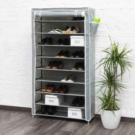 Scarpiera Salvaspazio 10 Ripiani 45 Paia Scaffale Acciaio E Tessuto TNT Grigio 5 Scarpiera Salvaspazio 10 Ripiani 45 Paia Scaffale Acciaio E Tessuto TNT Grigio - immagine 3