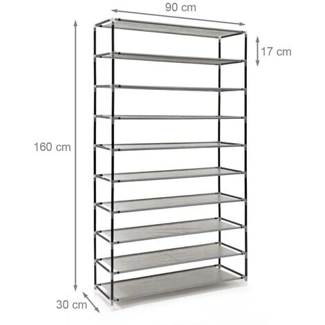 Scarpiera Salvaspazio 10 Ripiani 45 Paia Scaffale Acciaio E Tessuto TNT Grigio 7 Scarpiera Salvaspazio 10 Ripiani 45 Paia Scaffale Acciaio E Tessuto TNT Grigio - immagine 5