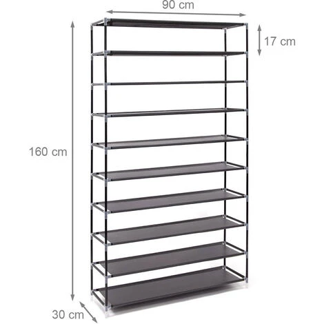 Scarpiera Salvaspazio 10 Ripiani 45 Paia Scaffale Acciaio E Tessuto TNT Nero 4 Scarpiera Salvaspazio 10 Ripiani 45 Paia Scaffale Acciaio E Tessuto TNT Nero - immagine 2