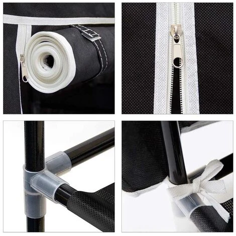 Scarpiera Salvaspazio 10 Ripiani 45 Paia Scaffale Acciaio E Tessuto TNT Nero 5 Scarpiera Salvaspazio 10 Ripiani 45 Paia Scaffale Acciaio E Tessuto TNT Nero - immagine 3