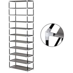 Scarpiera Salvaspazio 11 Ripiani 30 Paia Scaffale Acciaio E Tessuto TNT Marrone -Vendite HOMCOM || VIDAXL || Songmics 9383976 2