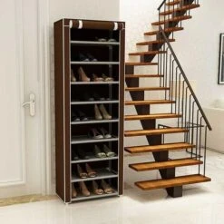 Scarpiera Salvaspazio 11 Ripiani 30 Paia Scaffale Acciaio E Tessuto TNT Marrone -Vendite HOMCOM || VIDAXL || Songmics 9383976 3