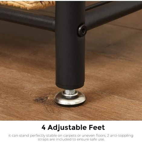 Songmics VASAGLE Appendiabiti, Attaccapanni Da Entrata, Con Panca Scarpiera, Ripiani Portaoggetti, Ganci, Struttura In Acciaio Opaco, Altezza Di 175 Cm, In Stile Industriale, Marrone Vintage E Nero 6 Songmics VASAGLE Appendiabiti, Attaccapanni Da Entrata, Con Panca Scarpiera, Ripiani Portaoggetti, Ganci, Struttura In Acciaio Opaco, Altezza Di 175 Cm, In Stile Industriale, Marrone Vintage E Nero - immagine 4