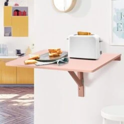 COSTWAY Tavolo Pieghevole A Muro, Tavolino Porta PC Da Parete In Legno, Tavolo A Scomparsa Multifunzionale, Ideale Per Soggiorno, Cucina E Studio, 80 X 60 X 45 Cm, Pink 10 COSTWAY Tavolo Pieghevole A Muro, Tavolino Porta PC Da Parete In Legno, Tavolo A Scomparsa Multifunzionale, Ideale Per Soggiorno, Cucina E Studio, 80 X 60 X 45 Cm, Pink -Vendite HOMCOM || VIDAXL || Songmics 94570584 4