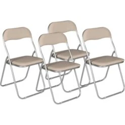 Dmora Set Di Quattro Sedie Pieghevoli, Colore Bianco, Misure 43 X 47 X 78 Cm