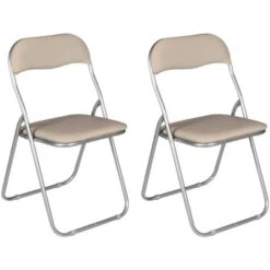 Dmora Set Di Due Sedie Pieghevoli, Colore Beige, Misure 43 X 47 X 78 Cm