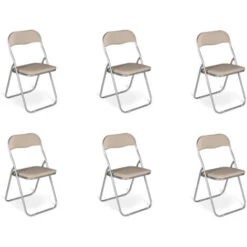 Dmora Set Di Sei Sedie Pieghevoli, Colore Sabbia, Misure 43 X 47 X 78 Cm