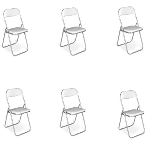 Dmora Set Di Sei Sedie Pieghevoli, Colore Bianco, Misure 43 X 47 X 78 Cm 3 Dmora Set Di Sei Sedie Pieghevoli, Colore Bianco, Misure 43 X 47 X 78 Cm