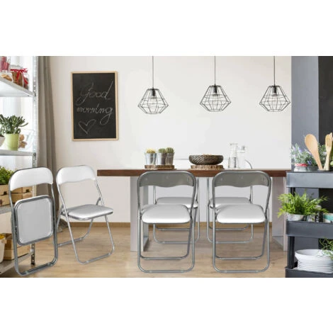 Dmora Set Di Sei Sedie Pieghevoli, Colore Bianco, Misure 43 X 47 X 78 Cm 4 Dmora Set Di Sei Sedie Pieghevoli, Colore Bianco, Misure 43 X 47 X 78 Cm - immagine 2