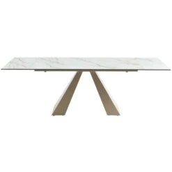 Tavolo Da Pranzo Allungabile Da 6 A 10 Coperti In Ceramica E Metallo Effetto Marmo Bianco E Beige - LOZIPA -Vendite HOMCOM || VIDAXL || Songmics 95375894 4