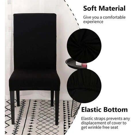 Set Di 6 Coprisedia Elasticizzati Universali - Moderni - Neri 5 Set Di 6 Coprisedia Elasticizzati Universali - Moderni - Neri - immagine 3