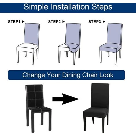 Set Di 6 Coprisedia Elasticizzati Universali - Moderni - Neri 6 Set Di 6 Coprisedia Elasticizzati Universali - Moderni - Neri - immagine 4